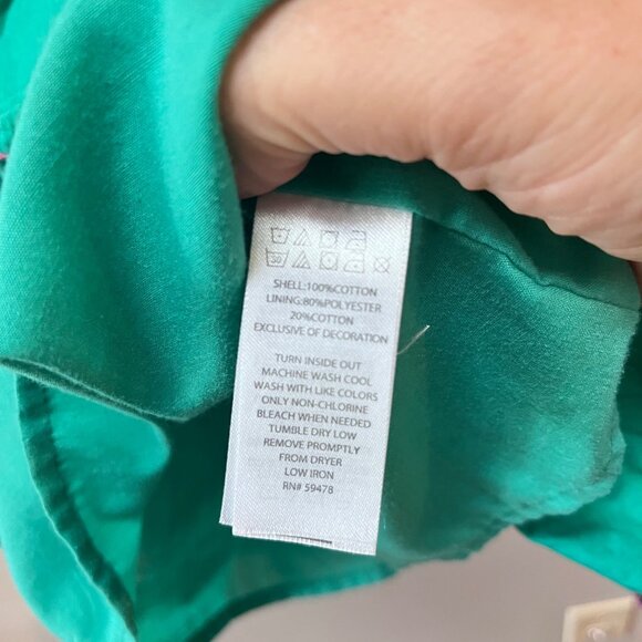 Girls Cupcakes And Cashmere Embroidered Floral Dress 4T Green Cotton & Polyester - Picture 5 of 6